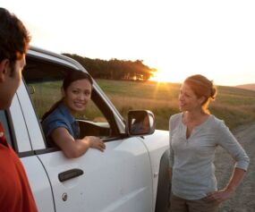 3 people in a car