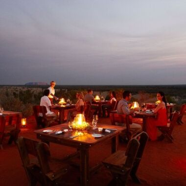 dining in front of uluru